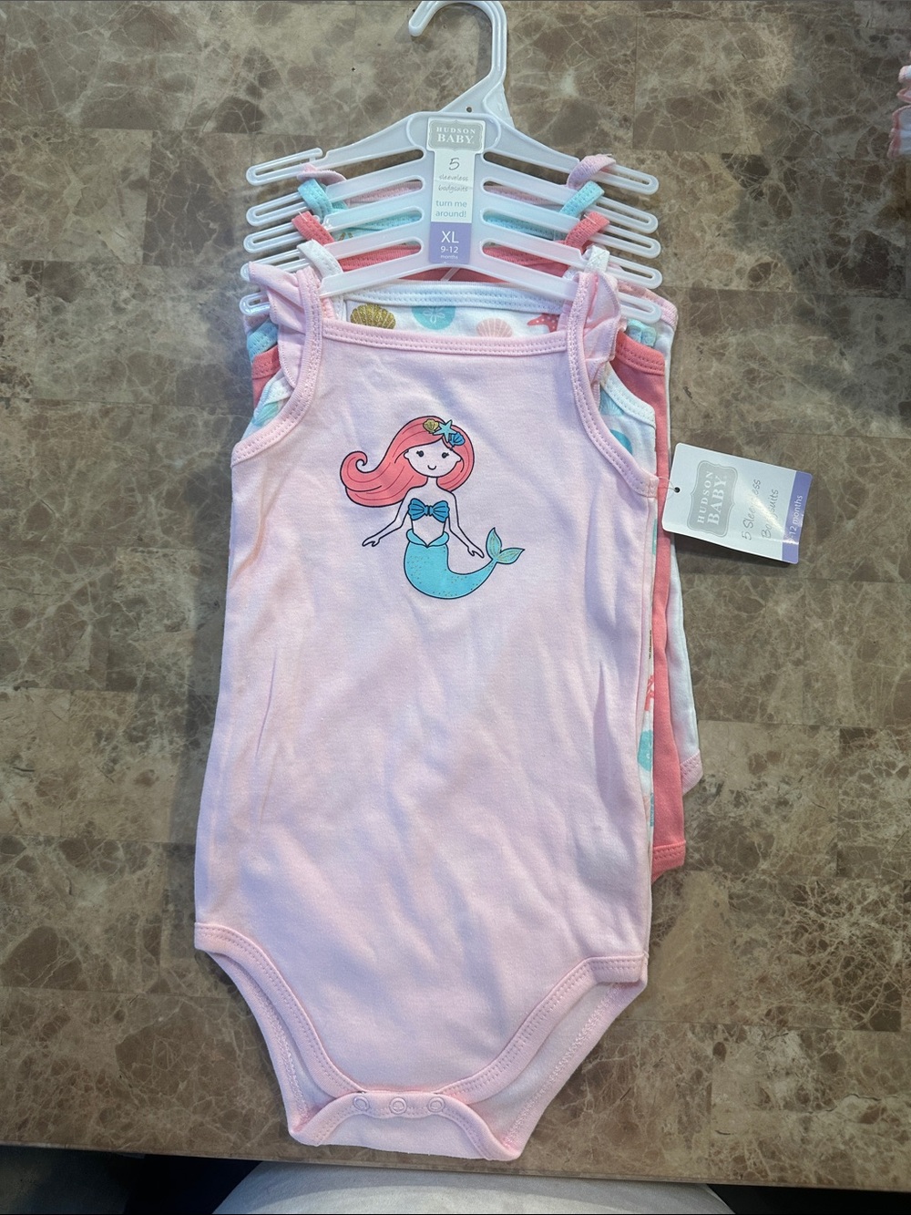 Baby Girls Pink Mermaid One-Piece Bodysuit 5 pack